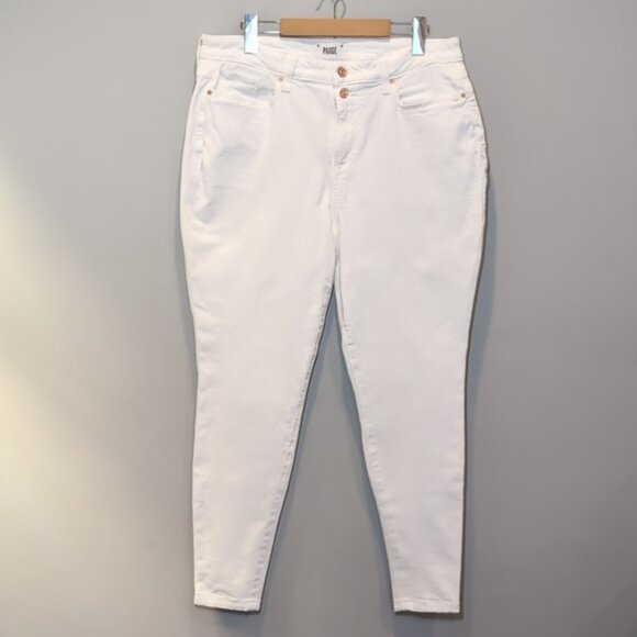 PAIGE Flaunt Bombshell Ankle Skinny Jeans Blanchette White Denim Curvy Fit - Picture 5 of 17